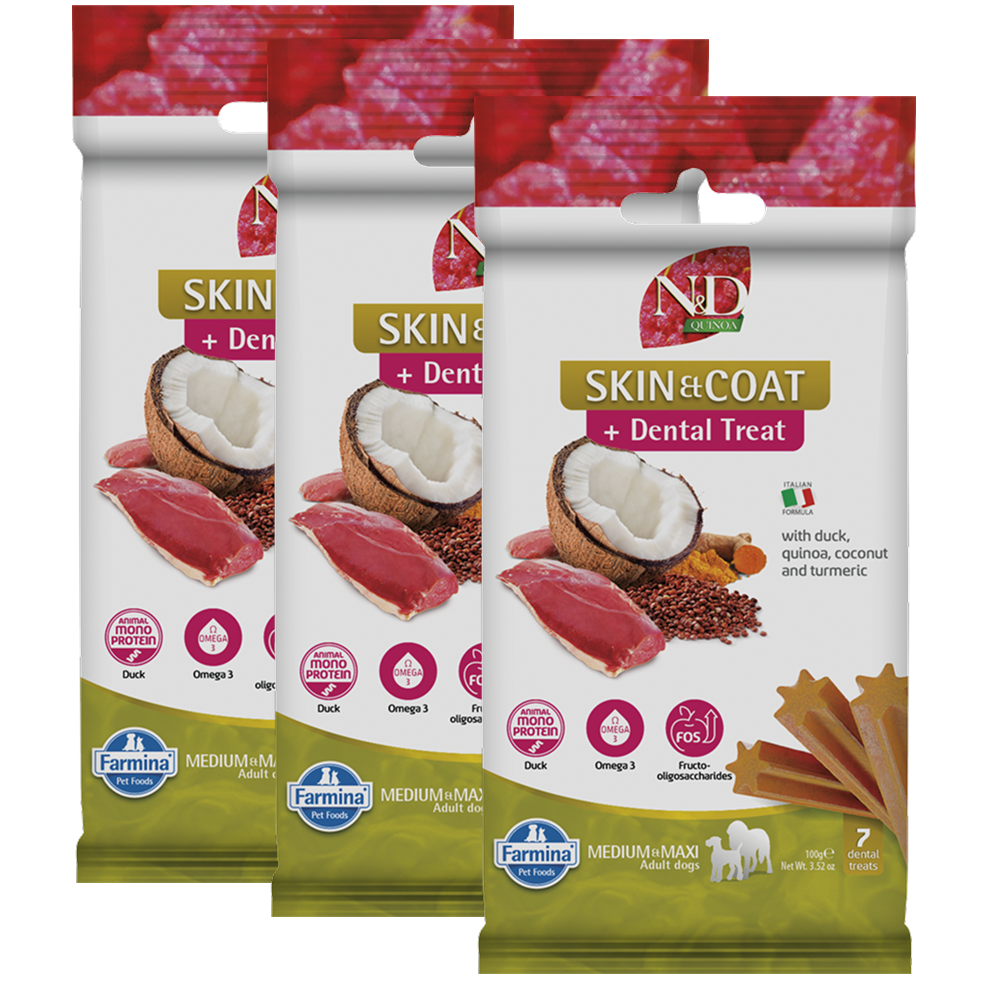 Farmina N&D Quinoa Skin & Coat Support Duck Adult Medium Maxi Dog Treats Dog Treats + Others Farmina N&D 3x100g