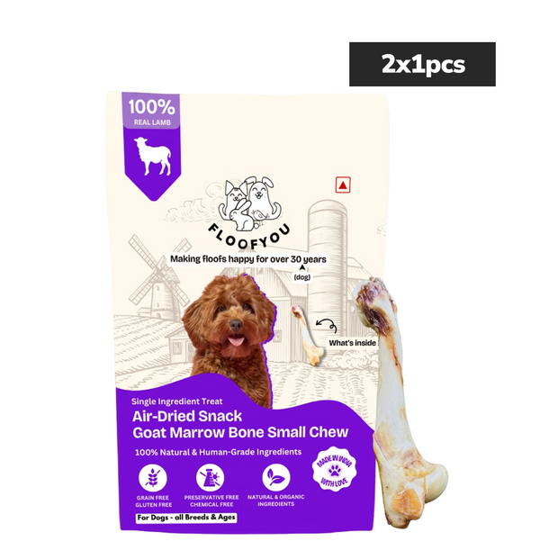 Floofyou Air Dried Goat Marrow Small Bone Dental Chew Dog Treats