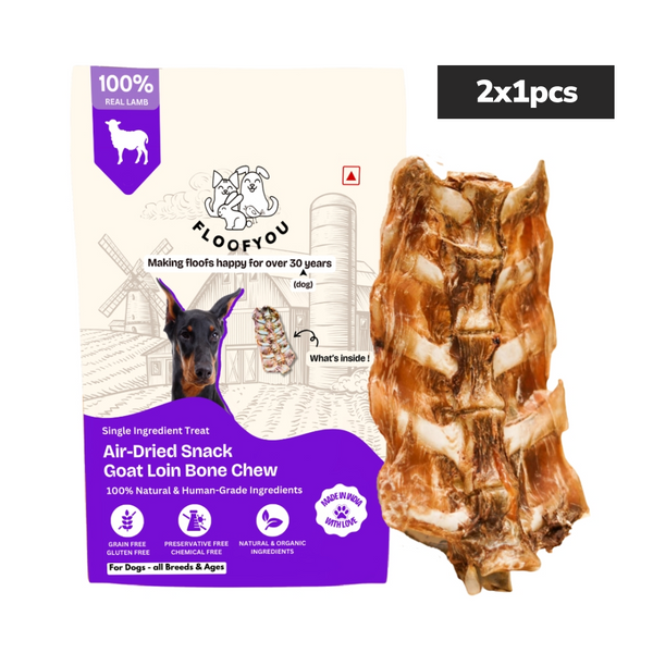 Floofyou Air Dried Goat Loin Bone Dental Chew Dog Treats
