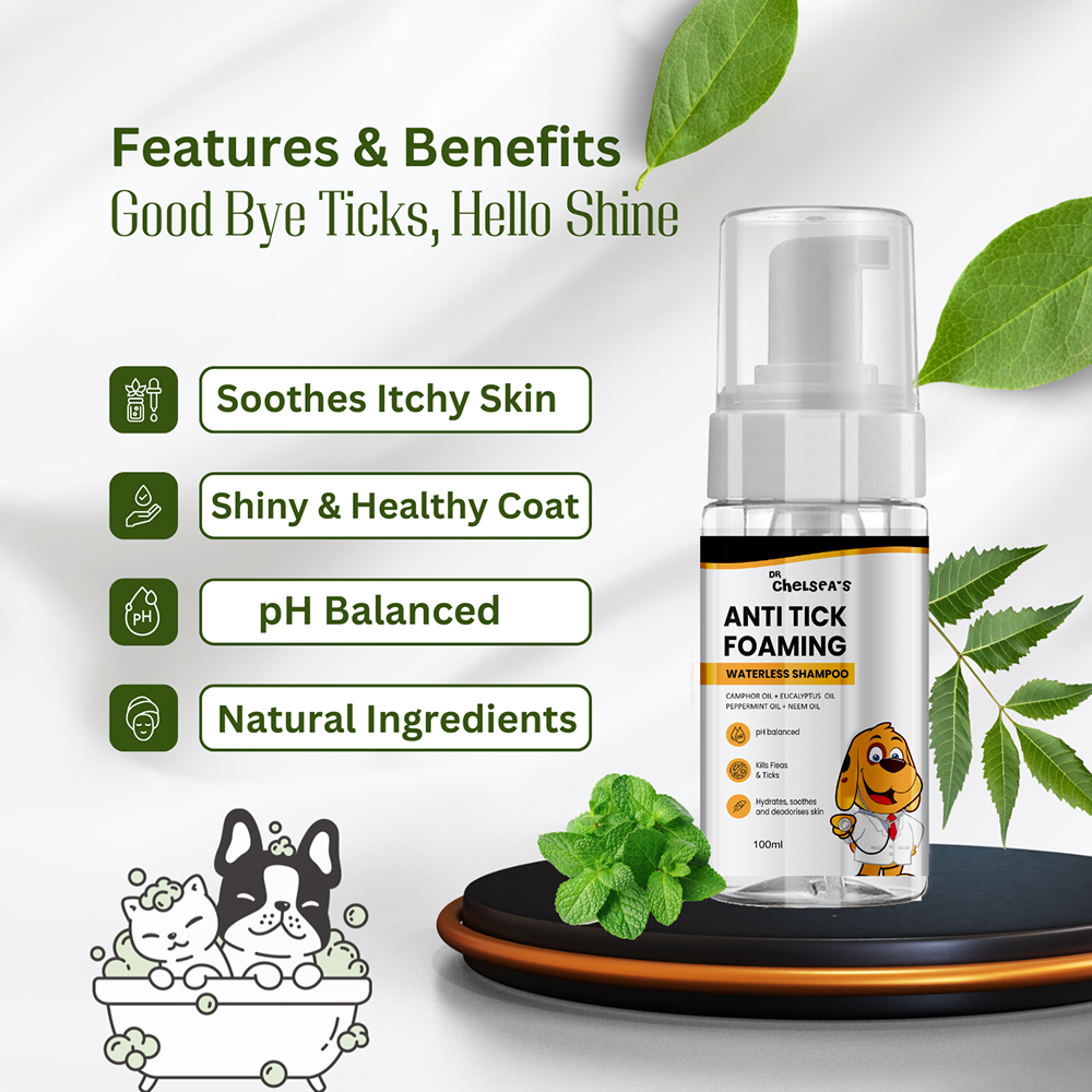Dr. Chelsea's Anti Tick Foaming Waterless Shampoo for Cats & Dogs Both-Grooming Supplies Dr. Chelsea's Dropship