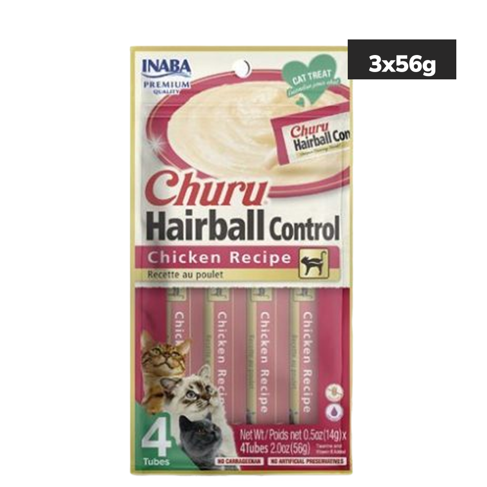 INABA Churu Hairball Chicken Cat Treats Cats-Treats & Others INABA 3x56g(4pcs)