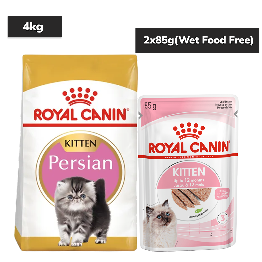 Royal Canin Persian Kitten Food Dry Cat Food Cats- Dry food Royal Canin 4kg+2x85g (Wet Food Free)