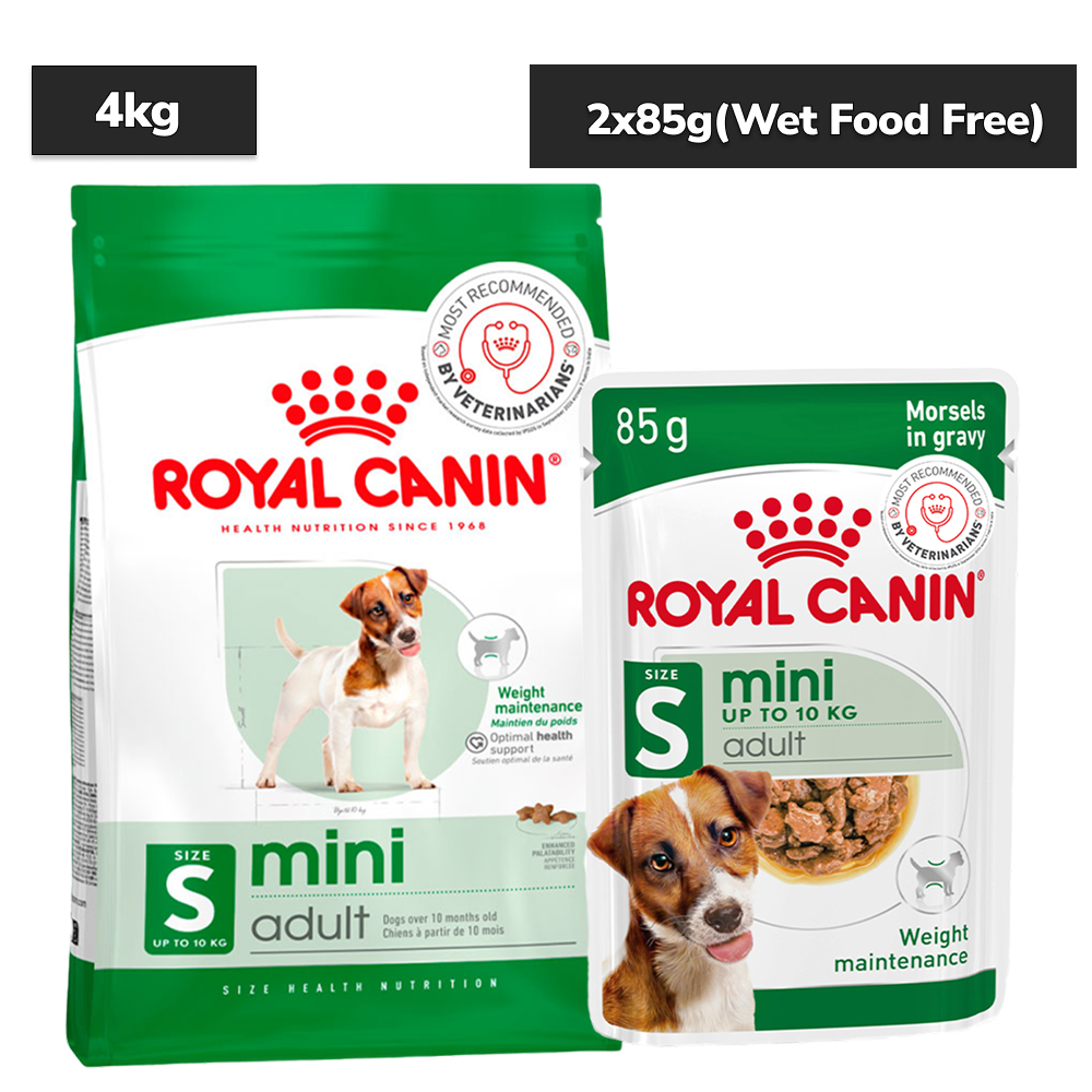 Royal Canin Mini Adult Dog Dry Food Dogs- Dry Food Royal Canin 4kg+85g (Wet Food Free)
