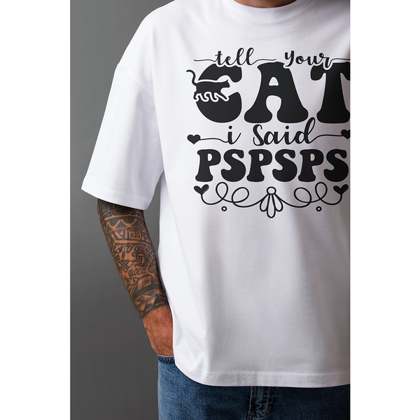 Seek Buy Love Cat Whispers Oversized Tee (White)