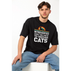 Seek Buy Love Introverted Cat Lover Oversized Tee (Black) Pet Parent-Clothing & Accessories Seek Buy Love Dropship