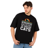 Seek Buy Love Introverted Cat Lover Oversized Tee (Black) Pet Parent-Clothing & Accessories Seek Buy Love Dropship S