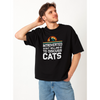 Seek Buy Love Introverted Cat Lover Oversized Tee (Black) Pet Parent-Clothing & Accessories Seek Buy Love Dropship