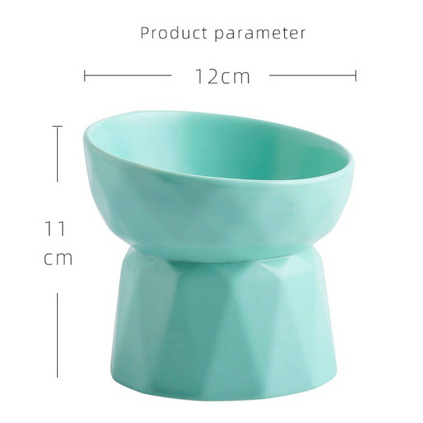 KUTKUT Ceramic Anti Vomiting Elevated Bowl for Cats & Small Dogs (Green)