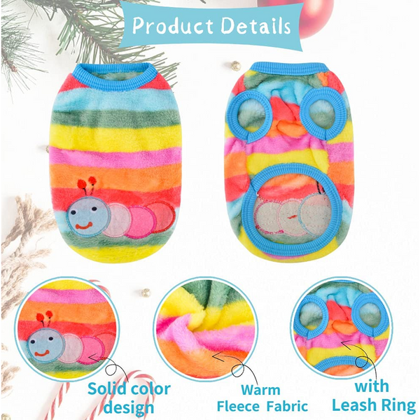 KUTKUT Rainbow Print Fashion Soft Flannel Fleece Shirt for Small Dogs & Cats