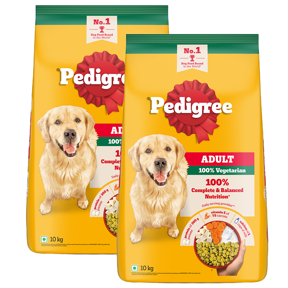 Pedigree 100% Vegetarian Adult Veg Dog Dry Food Dogs- Dry Food Pedigree 20kg (2x10kg)