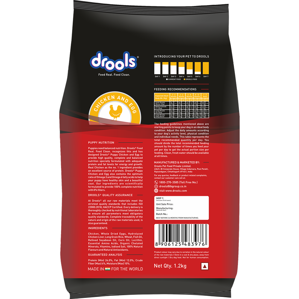 Drools Chicken and Egg Puppy Dog Dry Food Dogs- Dry Food Drools