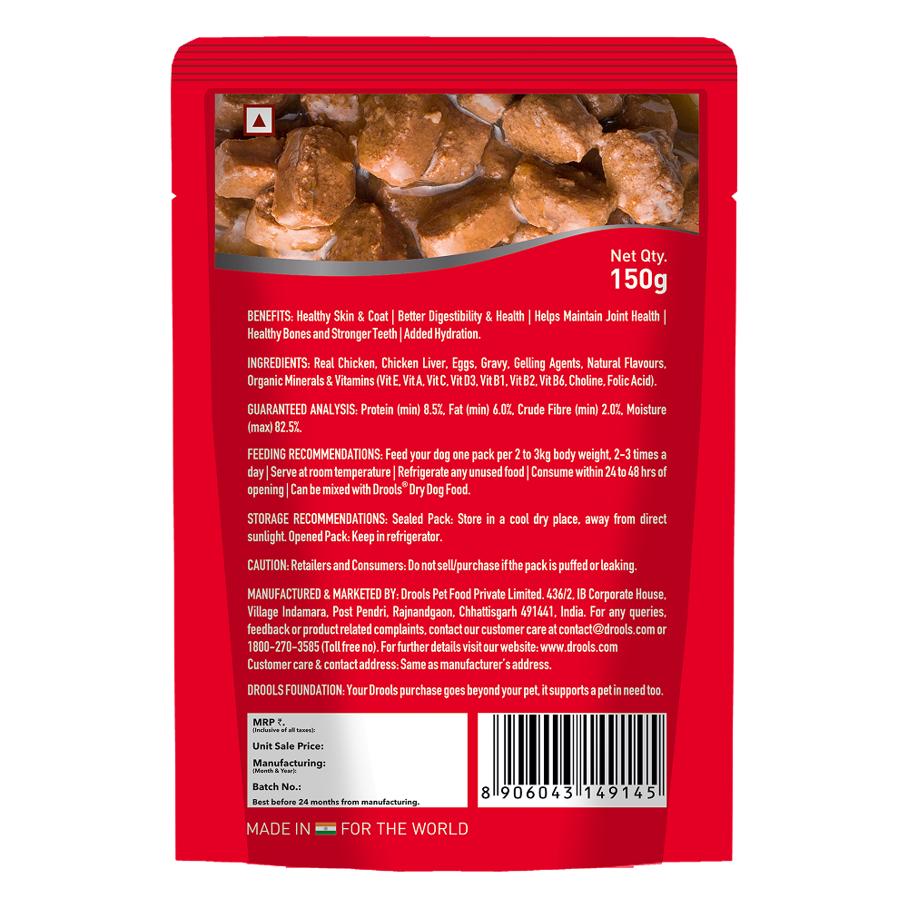 Drools Real Chicken & Chicken Liver Chunks in Gravy Adult Dog Wet Food Dogs-Wet Food Drools