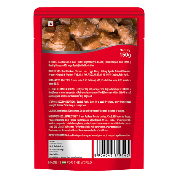 Drools Real Chicken & Chicken Liver Chunks in Gravy Adult Dog Wet Food