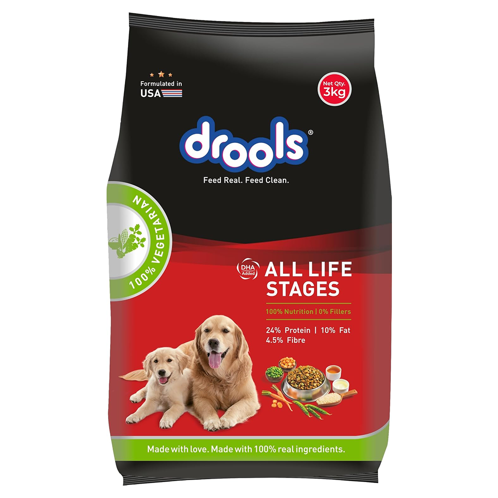 Drools 100% Vegetarian Puppy and Adult Dog Veg Dry Food (All Life Stages) Dogs- Dry Food Drools