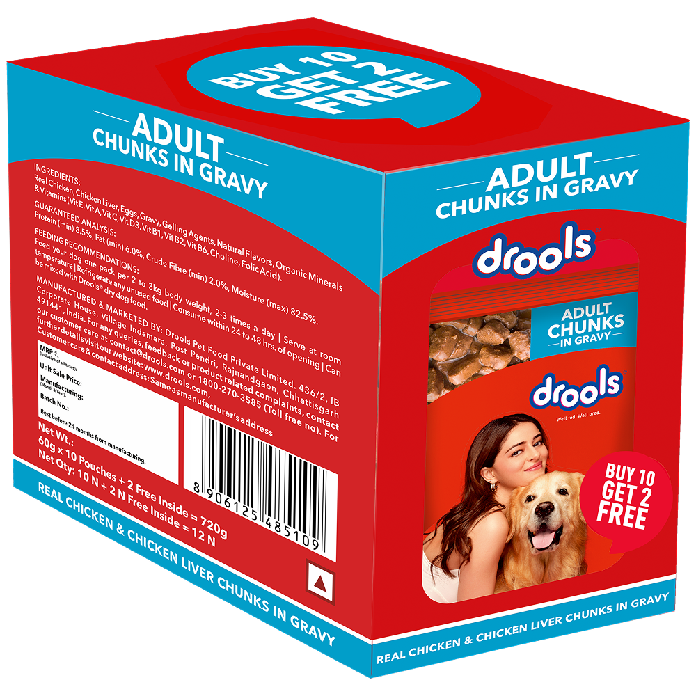 Drools Real Chicken & Chicken Liver Chunks in Gravy Adult Dog Wet Food Dogs-Wet Food Drools