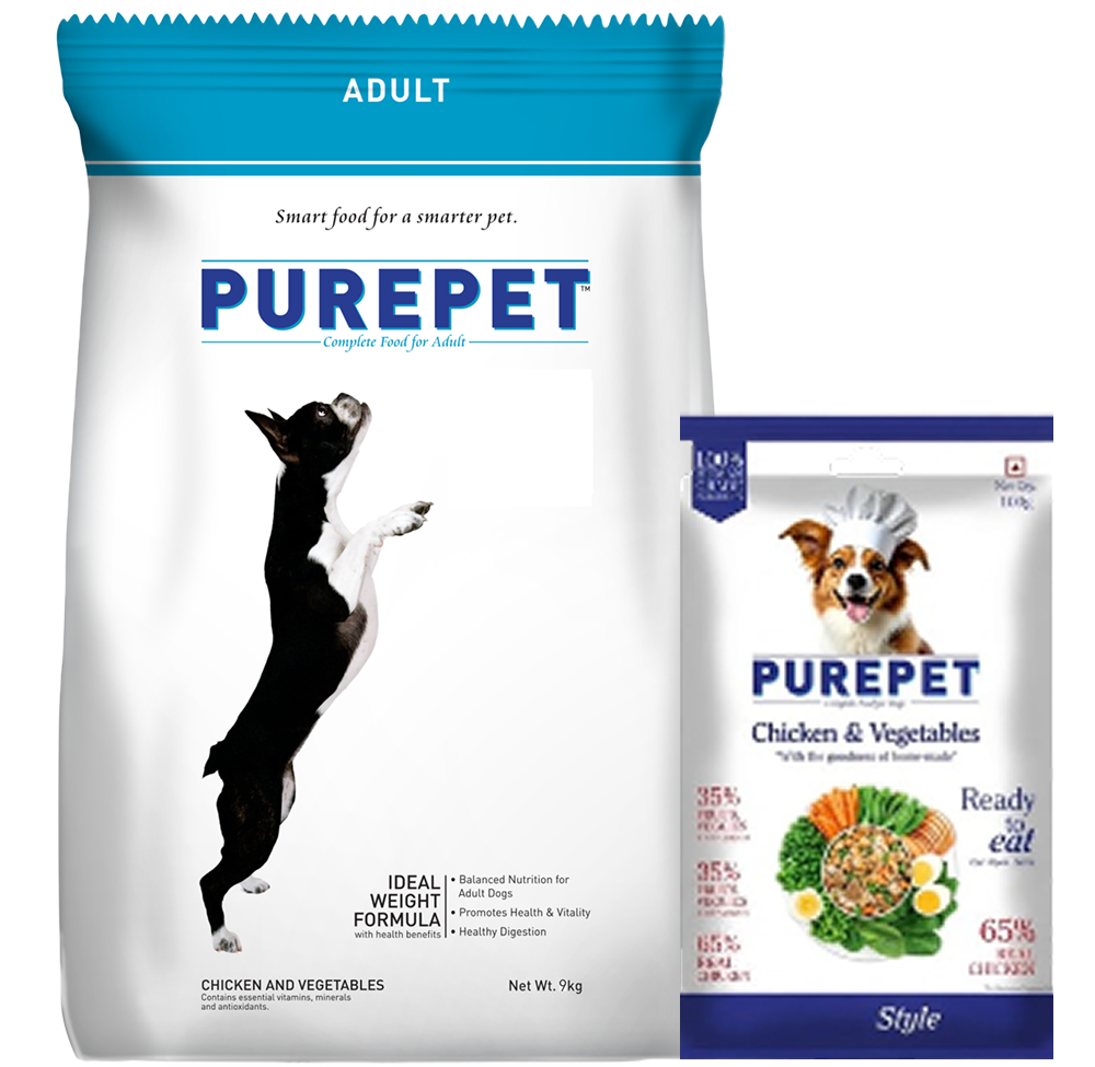 Purepet Chicken & Vegetable Adult Dog Dry Food Dogs- Dry Food Purepet 9kg+100g Fresh Food Free