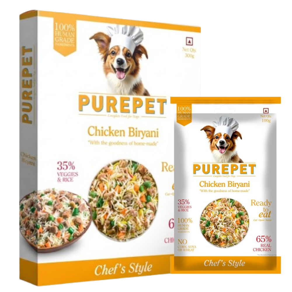Purepet Chicken Biryani Fresh Food For Dogs Dogs-Fresh Food Purepet 5x300g+100g Free