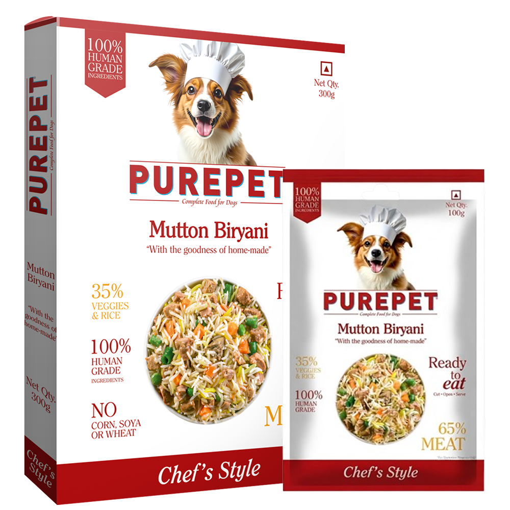 Purepet Mutton Biryani Fresh Food For Dogs Dogs-Fresh Food Purepet 5x300g+100g Free