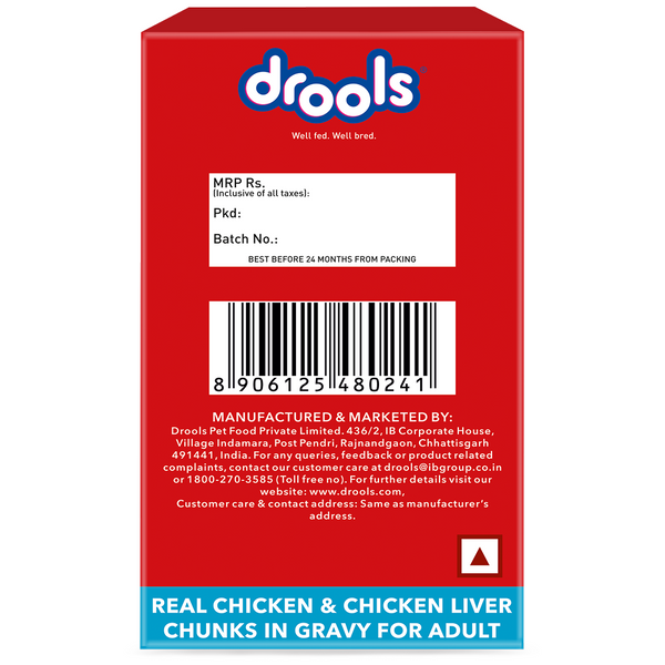 Drools Real Chicken & Chicken Liver Chunks in Gravy Adult Dog Wet Food