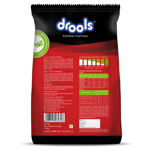 Drools 100% Vegetarian Puppy and Adult Dog Veg Dry Food (All Life Stages)