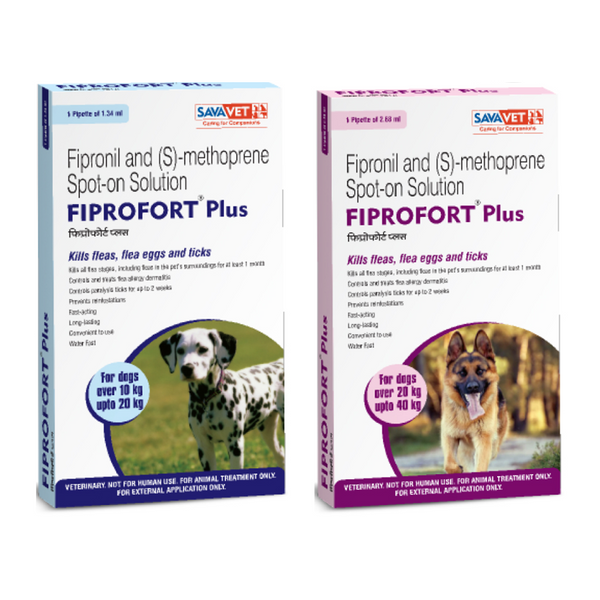 Savavet Fiprofort Plus Tick & Flea Control Spot On for Dogs 10-20kg and 20-40kg Combo