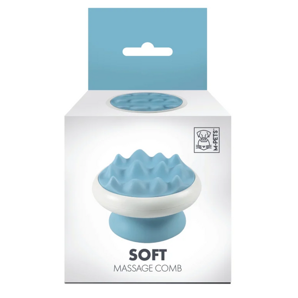 M Pets Soft Massage Comb for Dogs and Cats (White & Light Blue)