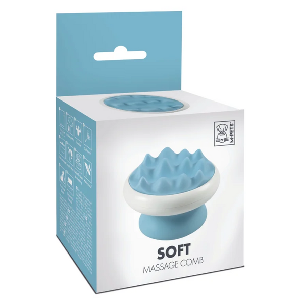 M Pets Soft Massage Comb for Dogs and Cats (White & Light Blue)