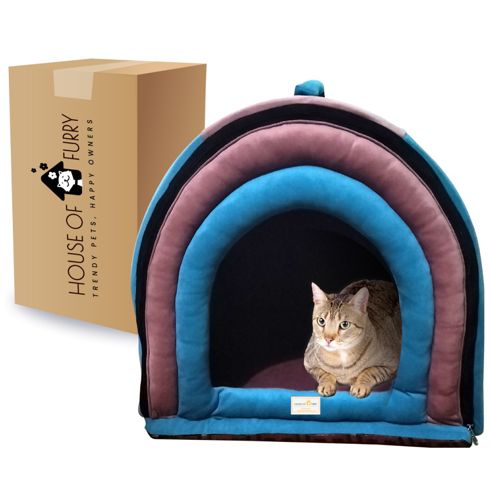 House of Furry Premium Tunnel House for Dogs and Cats (Pink/Sky Blue)