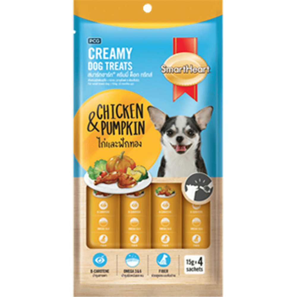 SmartHeart Chicken & Carrot, Chicken & Pumpkin and Chicken & Strawberry Dog Creamy Treat Combo