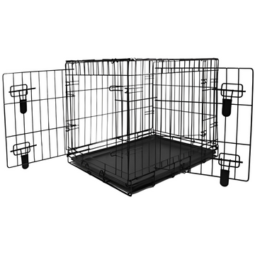 NutraPet Double Door with Divider Cage for Dogs and Cats (Black)