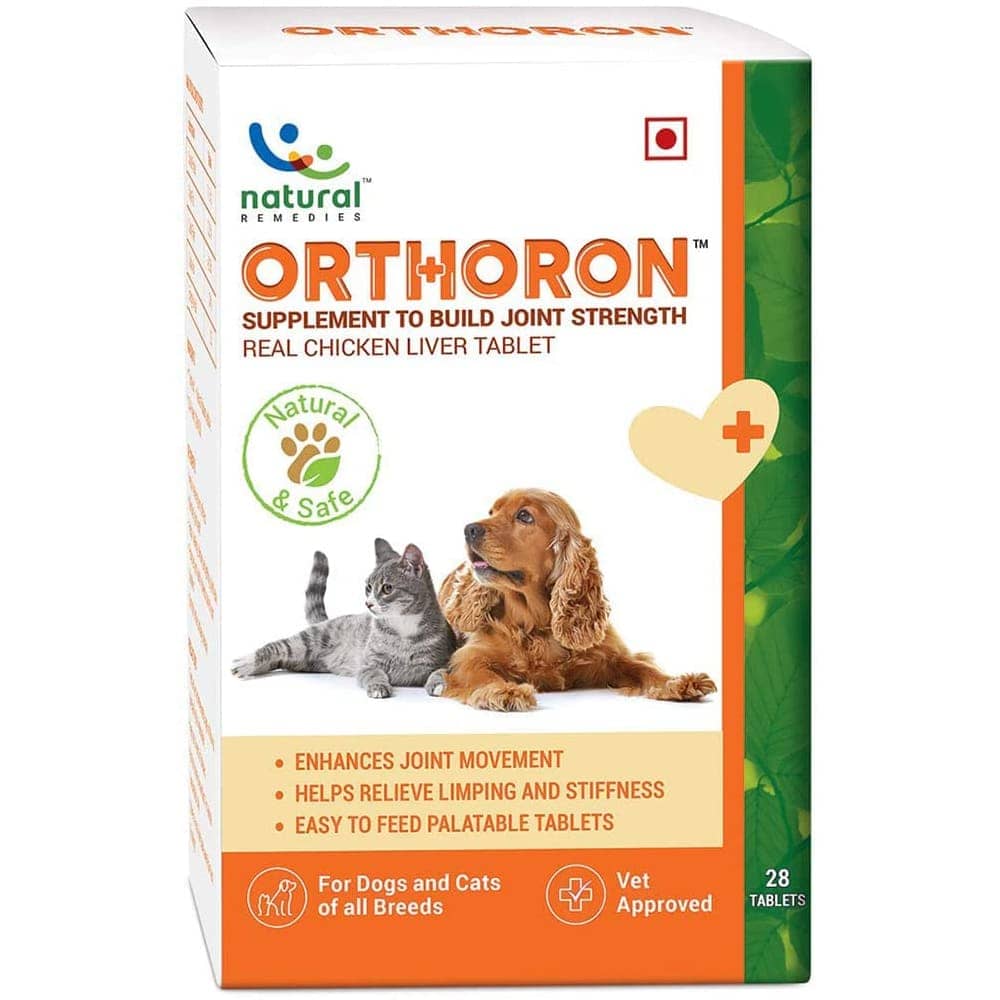 Natural Remedies Orthoron Joint Supplement Tablets & Henlo Chicken Jerky High Protein Treats Dog Combo