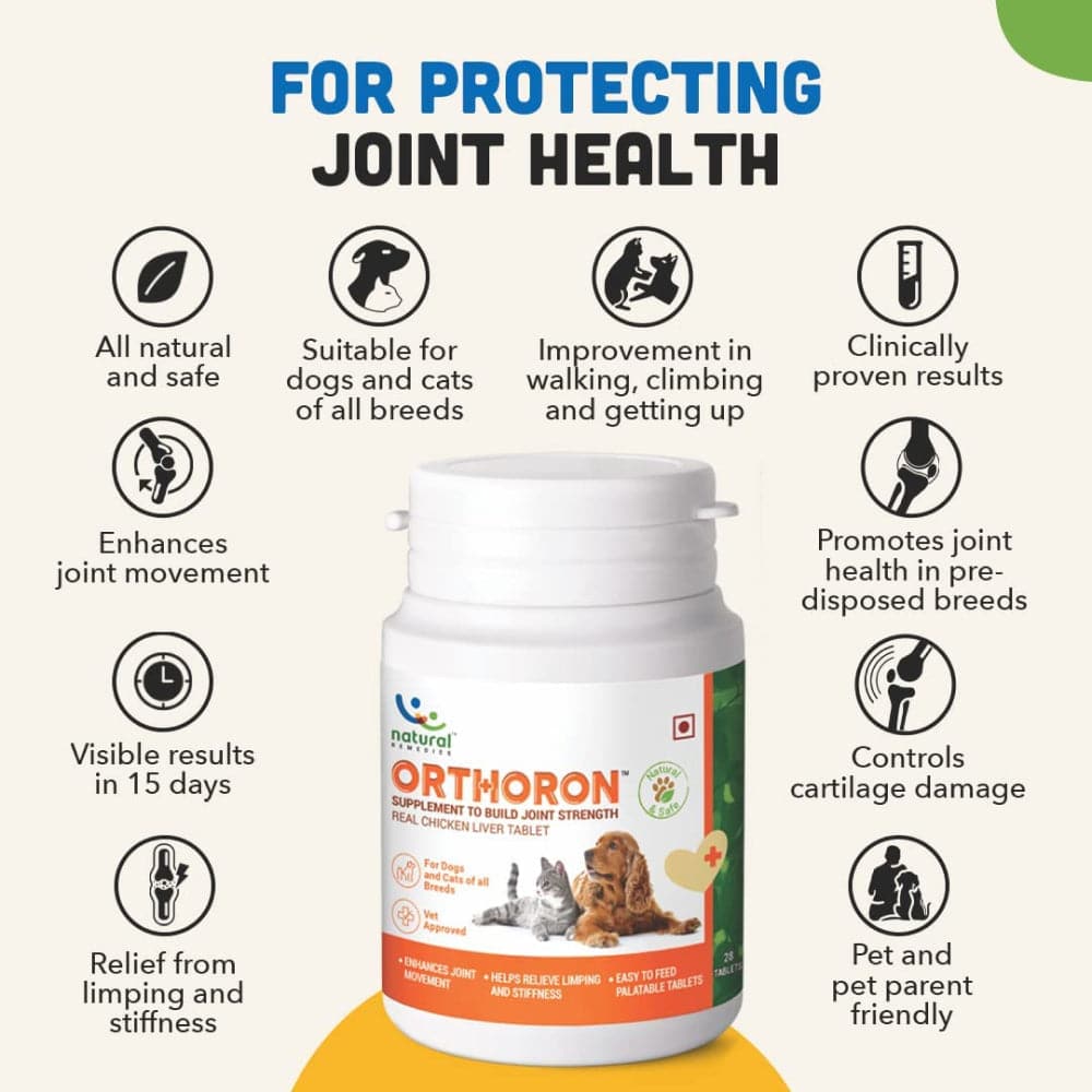 Natural Remedies Orthoron Joint Supplement Tablets & Henlo Chicken Jerky High Protein Treats Dog Combo