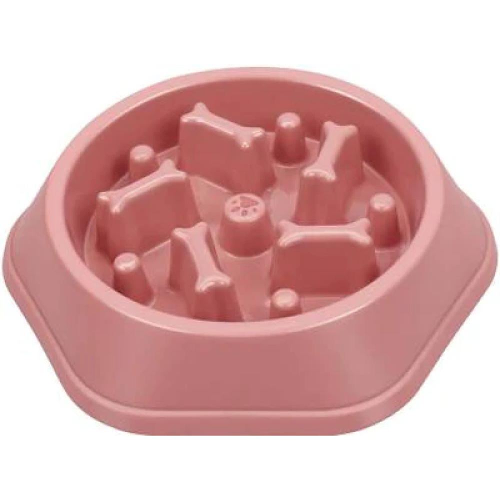 Emily Pets Bone Pattern Interactive Food Bowl for Dogs (Pink)
