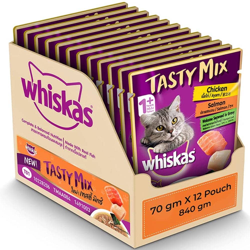 Whiskas Chicken With Salmon Wakame Seaweed in Gravy Tasty Mix Adult Cat Wet Food