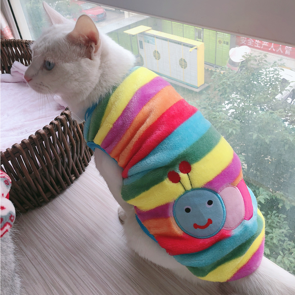 KUTKUT Rainbow Print Fashion Soft Flannel Fleece Shirt for Small Dogs & Cats