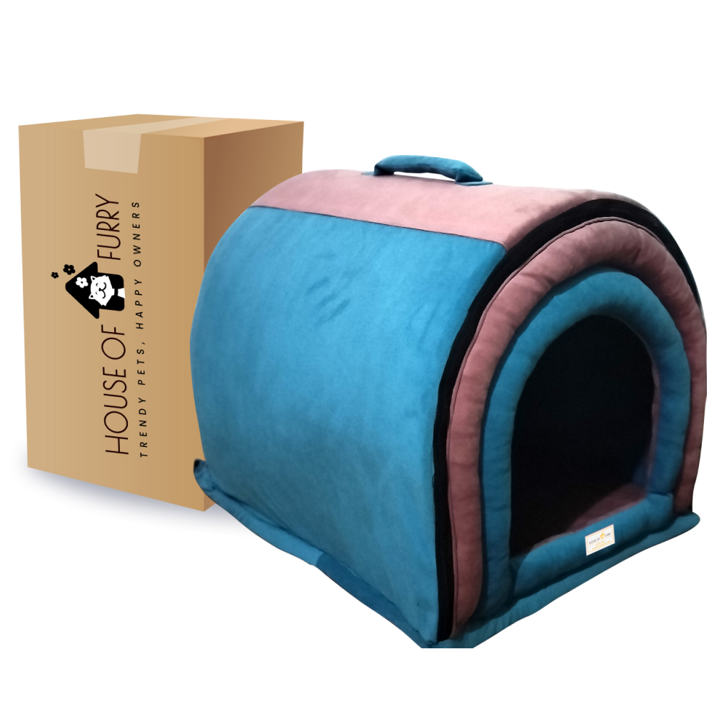 House of Furry Premium Tunnel House for Dogs and Cats (Pink/Sky Blue)