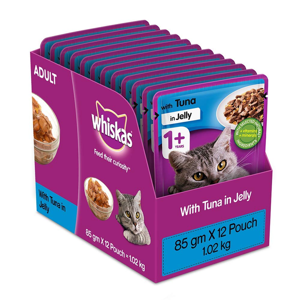 Whiskas Chicken With Tuna, Carrot in Gravy Tasty Mix And Tuna in Jelly Adult Cat Wet Food Combo