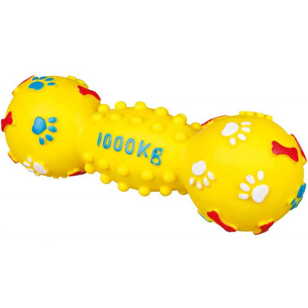 Basil Teething Ring Chew Toy and Trixie Dumbbell Vinyl Toys Combo for Dogs
