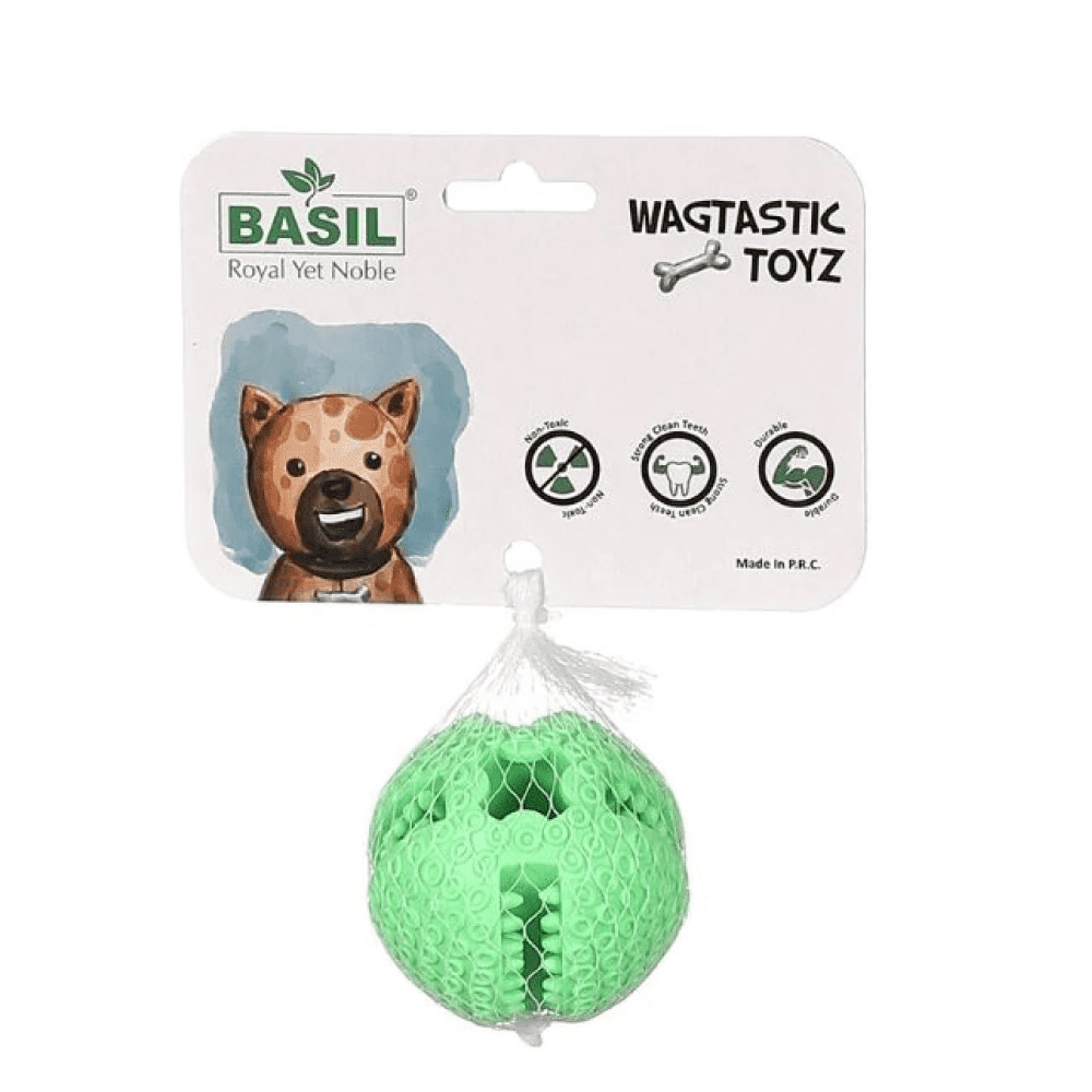 Basil Squeaky Rubber Ball and Treat Dispensing Solid Chew Ball Toys Combo for Dogs