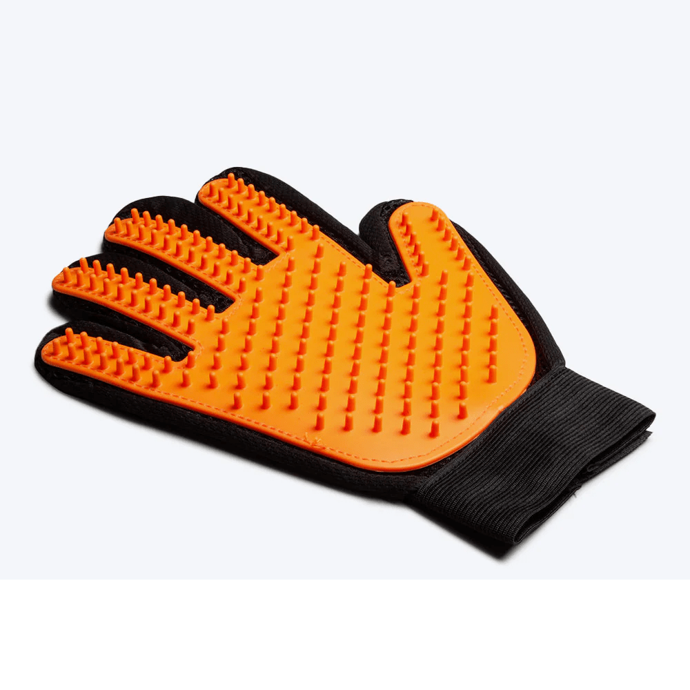 Kiki N Pooch True Touch Grooming Gloves for Dogs and Cats (Orange)