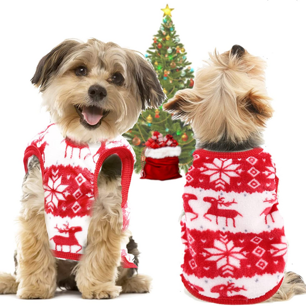 KUTKUT Cute Reindeer Soft Flannel Fleece Shirt for Small Dogs & Cats