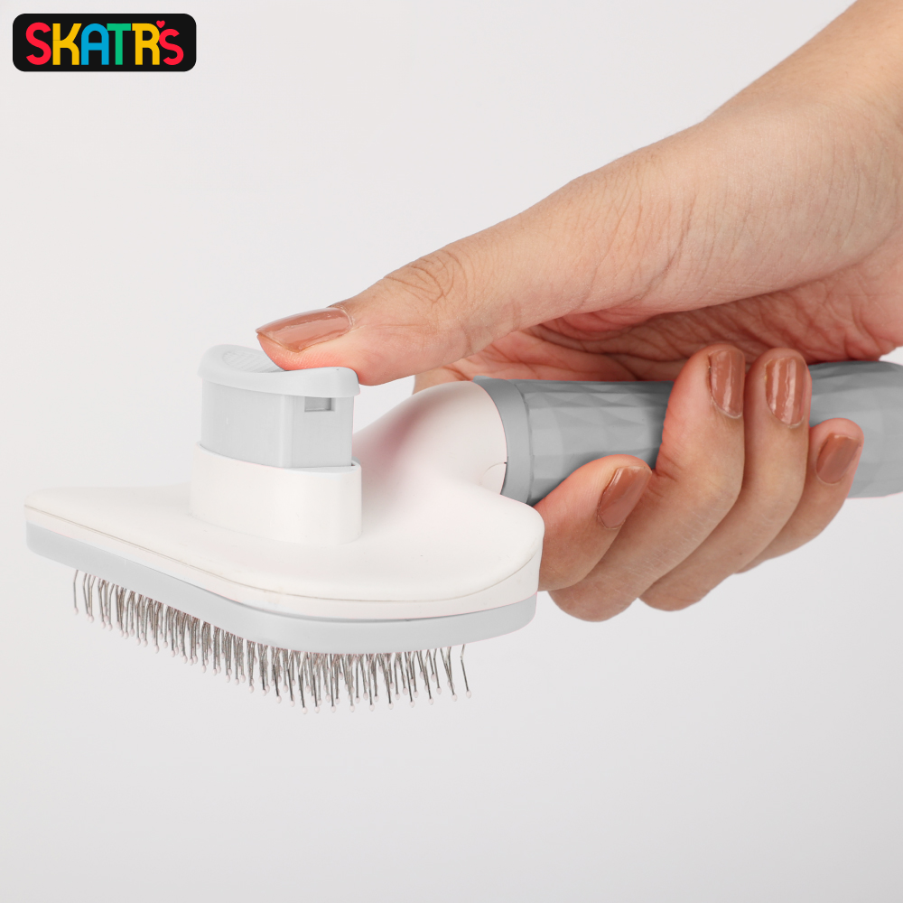 SKATRS Self Clean Slicker with Metal Bristles Brush for Dogs and Cats