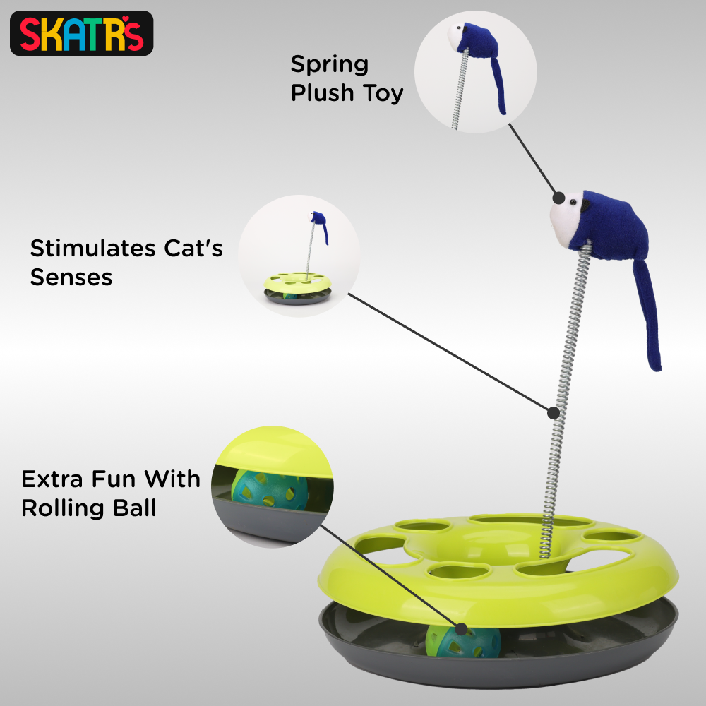 Skatrs Interactive Happy Circle Toy for Cats (Green) Cats-Toys Skatrs