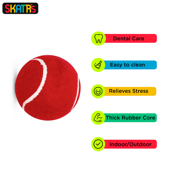 Skatrs Tennis Ball for Dogs (Red)