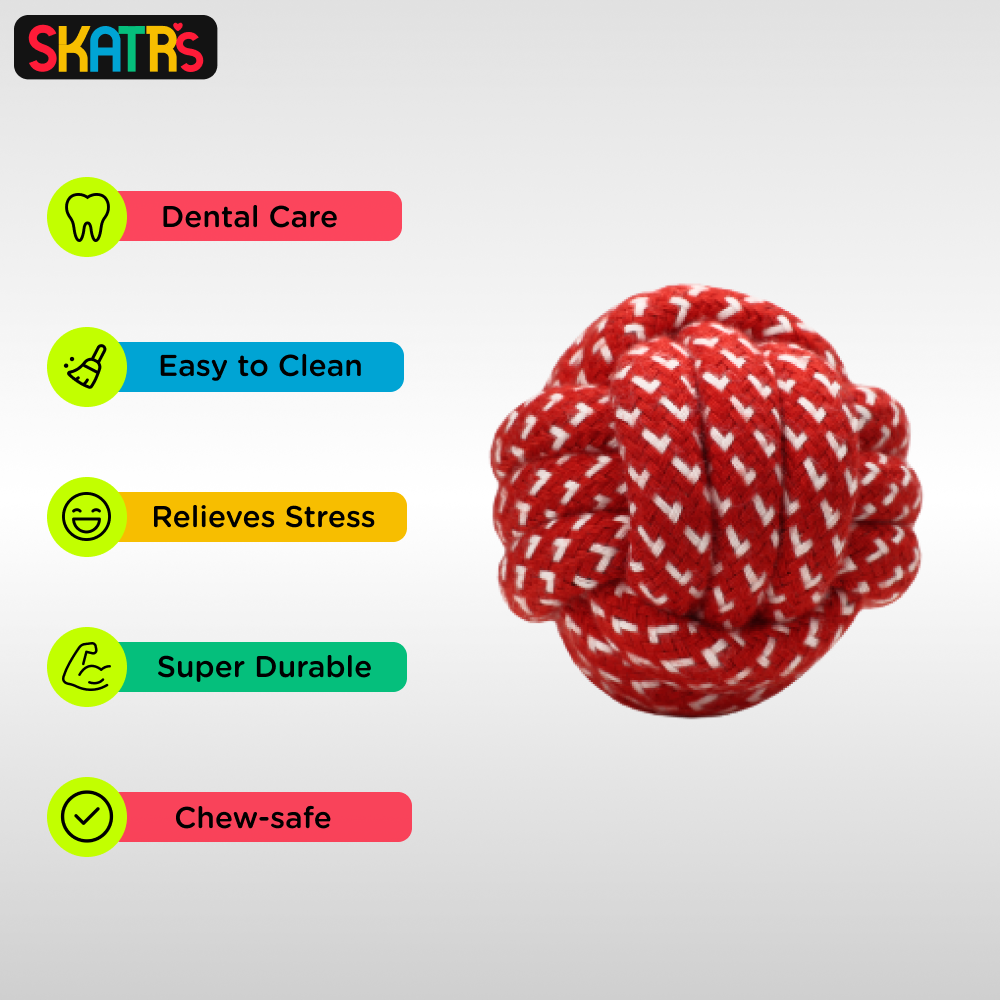 Skatrs Tennis Ball for Dogs and Ball Shaped Rope Chew Toy for Cats & Dogs Combo Both-Toys Skatrs