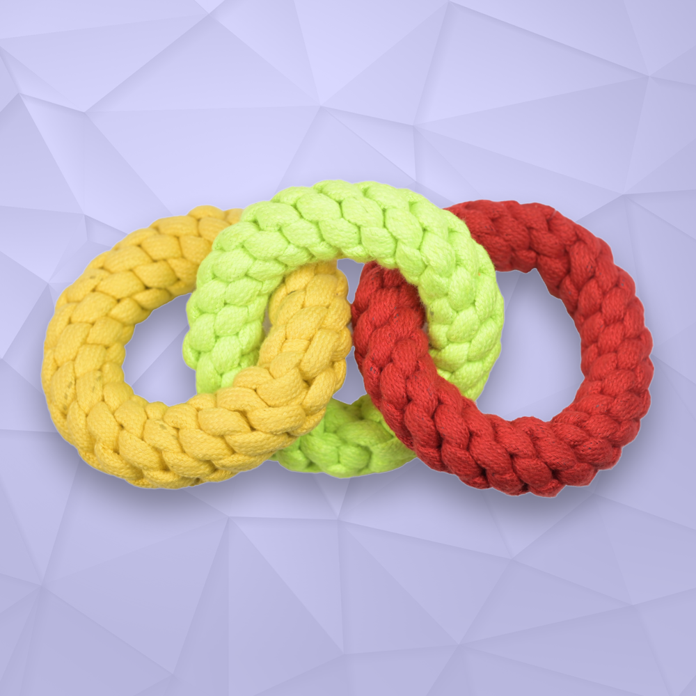 Skatrs Tennis Ball for Dogs and Triple Ring Rope Chew Toy for Dogs and Cats Combo Both-Toys Skatrs
