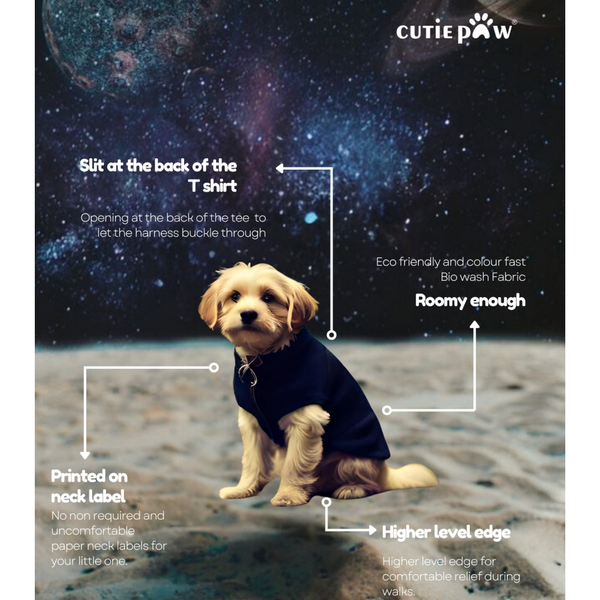 Cutiepaw The Nasa Collection Laika Edition 2 Printed Sleeveless Tshirt for Dogs and Cats (Light Blue)
