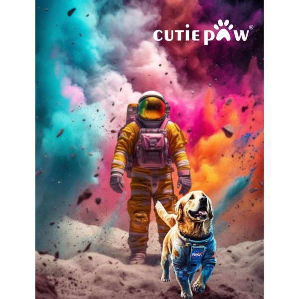 Cutiepaw The Nasa Collection Laika Edition 2 Printed Sleeveless Tshirt for Dogs and Cats (Light Blue)