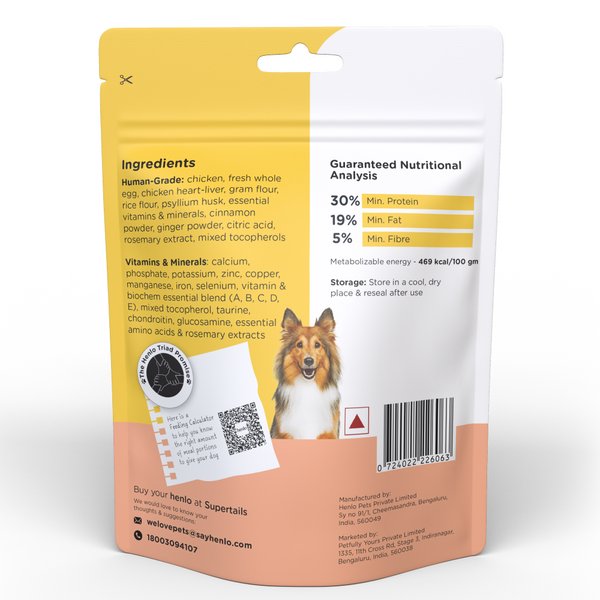 Henlo Chicken and Egg Baked Dry Food for Adult Dogs & Puppies | 100% Human Grade Ingredients