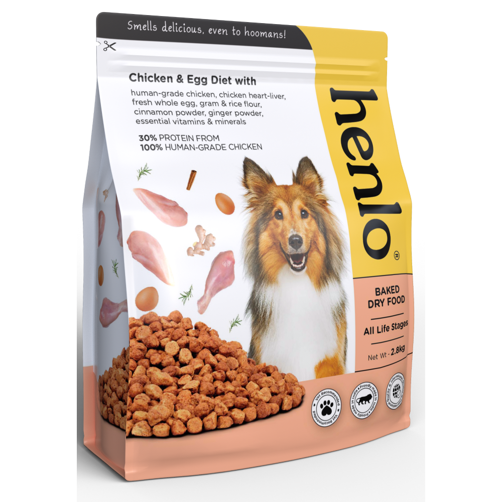 Henlo Chicken and Egg Baked Dry Food for Adult Dogs & Puppies | 100% Human Grade Ingredients Dogs- Dry Food Henlo 2.8kg